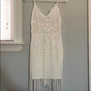 White sequins and fringe dress